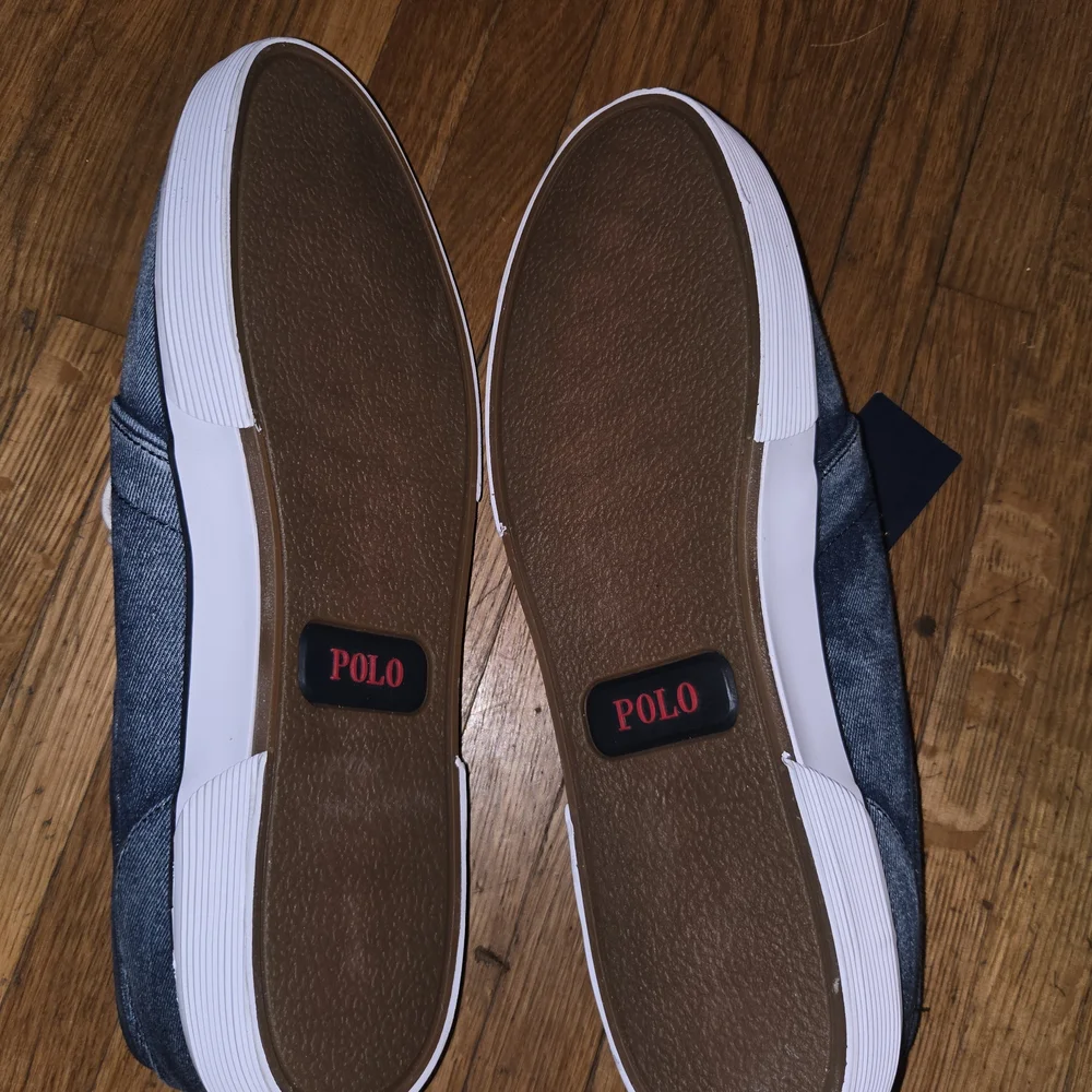 Polo by Ralph Lauren Men's Denim-Style Boat Shoes - Blue with White Laces